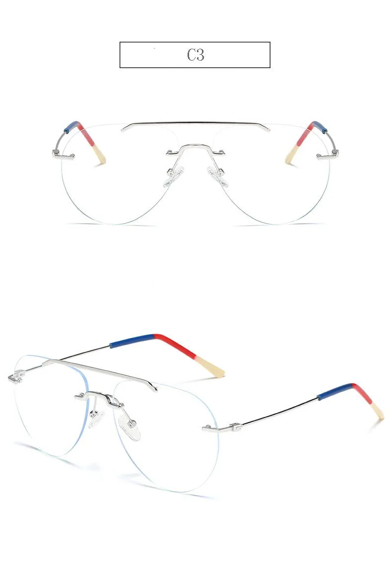 Hdcrafter Unisex Rimless Round Double Bridge Alloy Frame Eyeglasses 81870