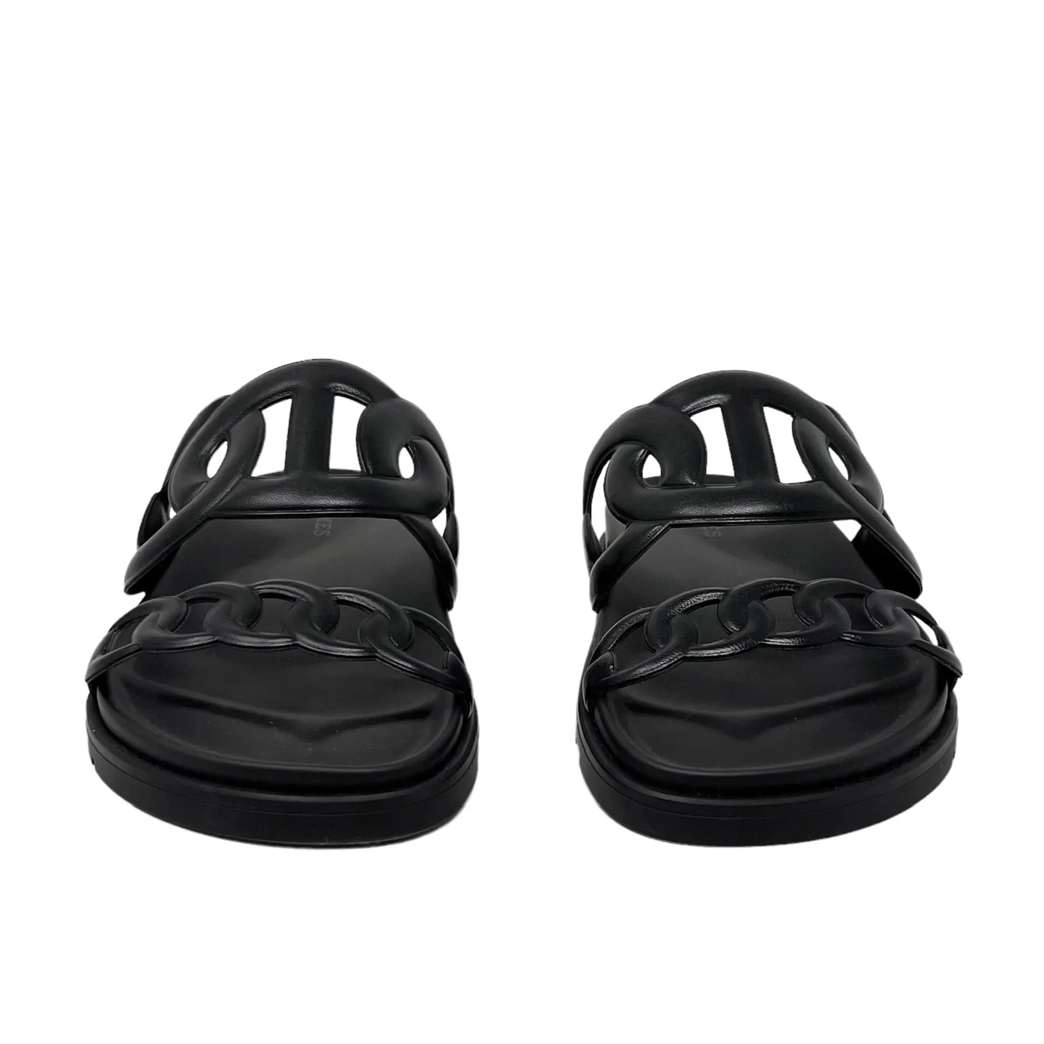 Hermes Noir Nappa Extra Sandals 36