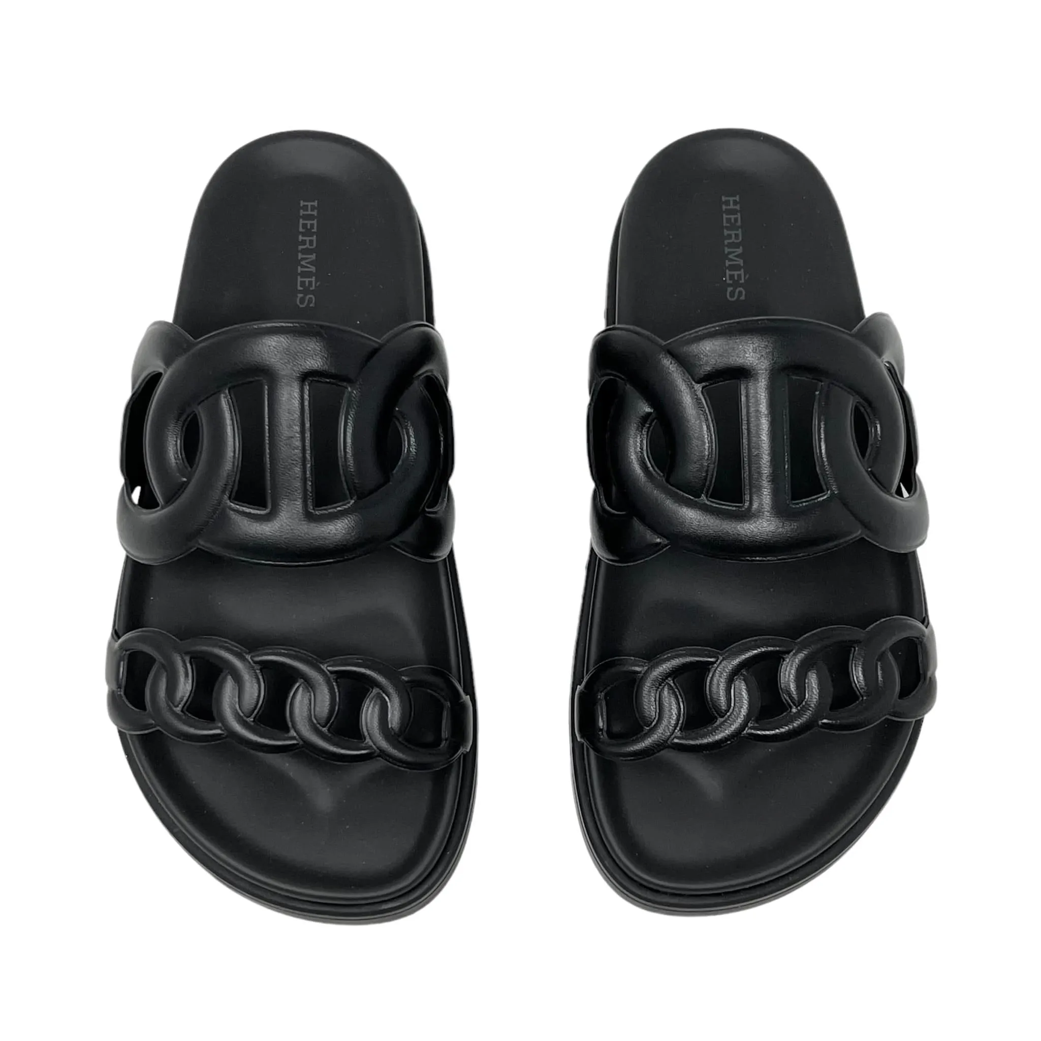 Hermes Noir Nappa Extra Sandals 36