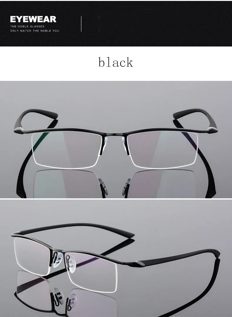 Hotony Men's Semi Rim Browline Alloy Frame Eyeglasses P8190