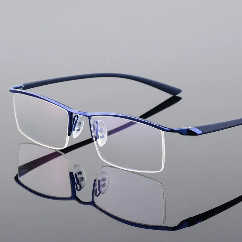 Hotony Men's Semi Rim Browline Alloy Frame Eyeglasses P8190