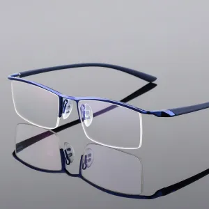 Hotony Men's Semi Rim Browline Alloy Frame Eyeglasses P8190