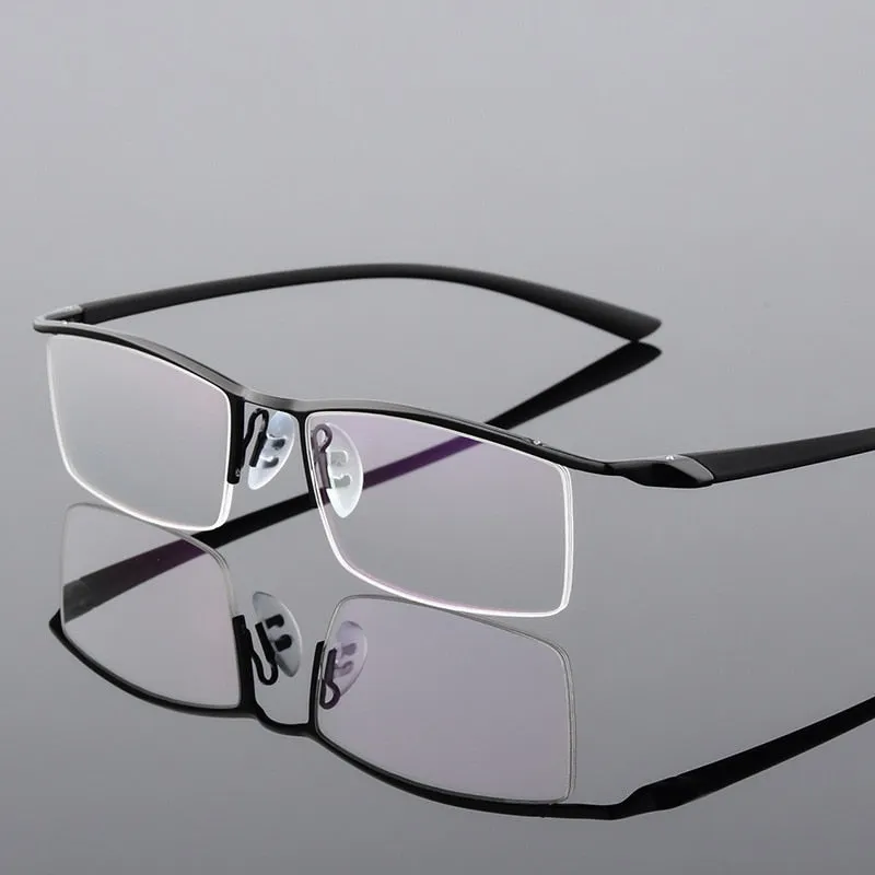 Hotony Men's Semi Rim Browline Alloy Frame Eyeglasses P8190
