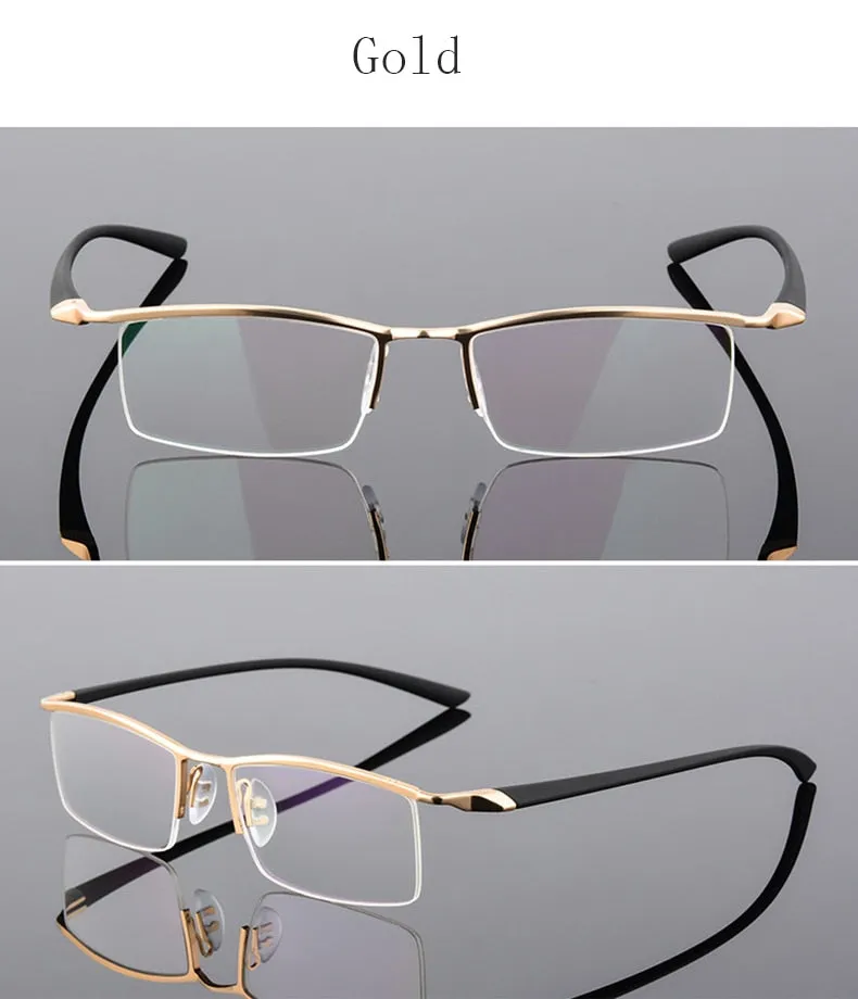 Hotony Men's Semi Rim Browline Alloy Frame Eyeglasses P8190