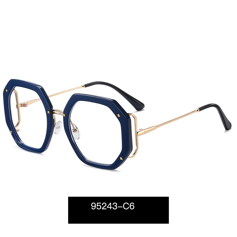 Hotony Women's Full Rim Polygonal Round TR 90 Resin Alloy Frame Eyeglasses 95243