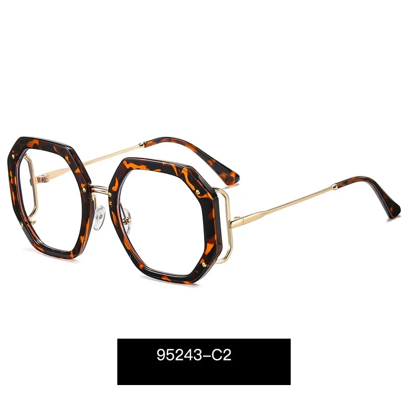 Hotony Women's Full Rim Polygonal Round TR 90 Resin Alloy Frame Eyeglasses 95243