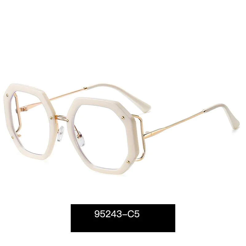 Hotony Women's Full Rim Polygonal Round TR 90 Resin Alloy Frame Eyeglasses 95243