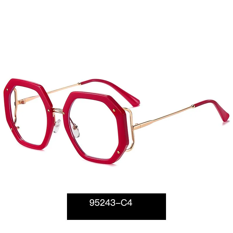 Hotony Women's Full Rim Polygonal Round TR 90 Resin Alloy Frame Eyeglasses 95243