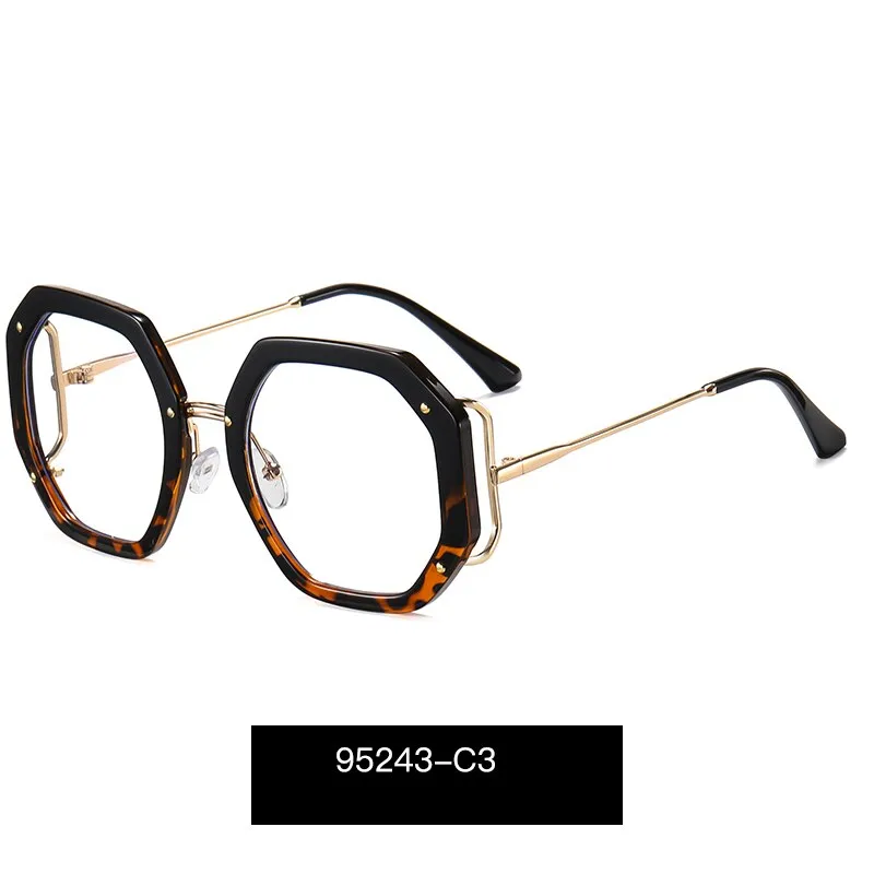 Hotony Women's Full Rim Polygonal Round TR 90 Resin Alloy Frame Eyeglasses 95243