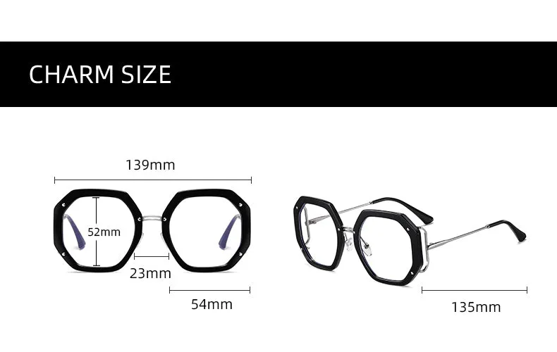 Hotony Women's Full Rim Polygonal Round TR 90 Resin Alloy Frame Eyeglasses 95243