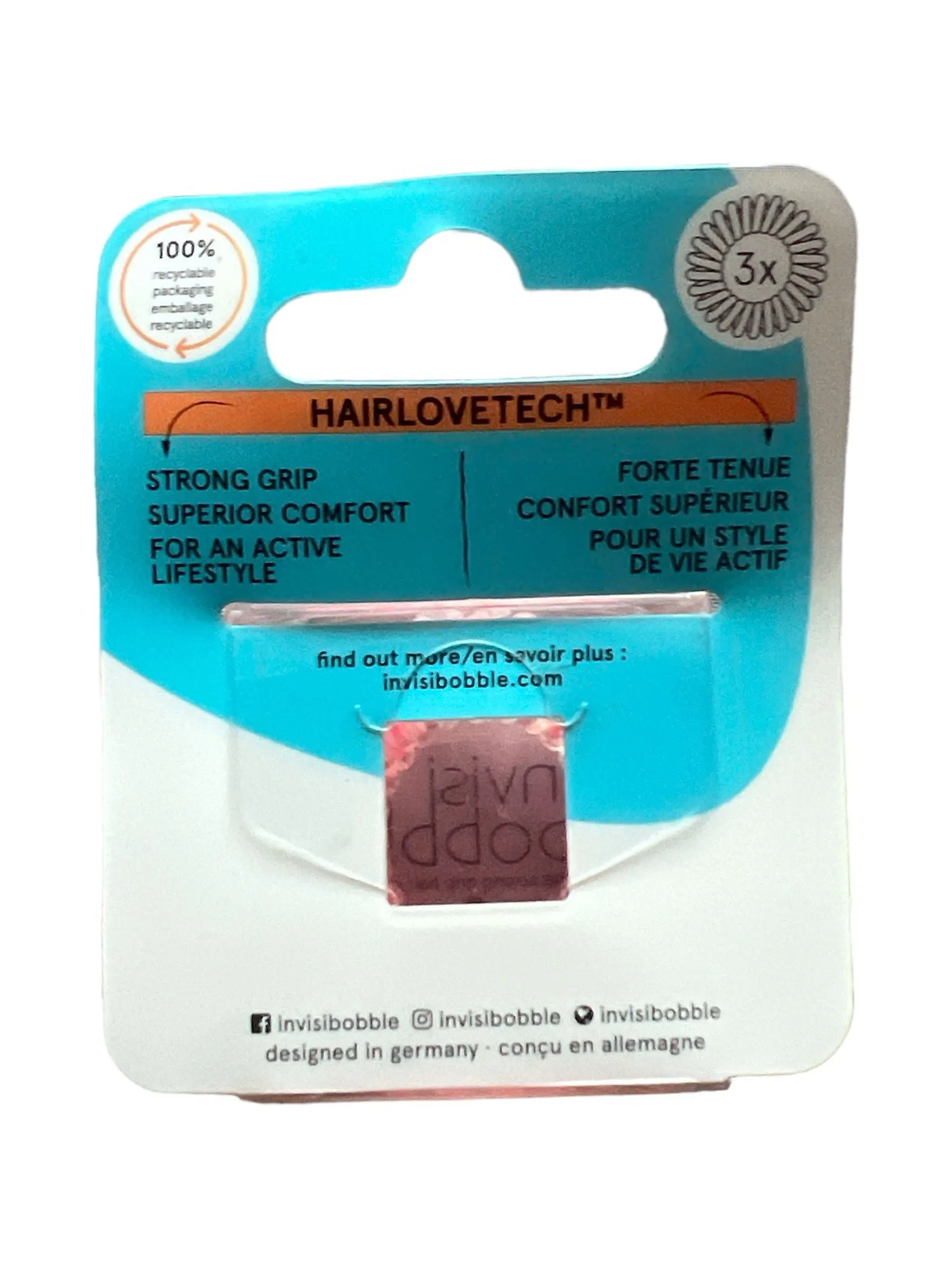 Invisibobble Power Hair Elastics - Magic Pink, 3 Count, Strong Hold, No-Kink Hair Ties