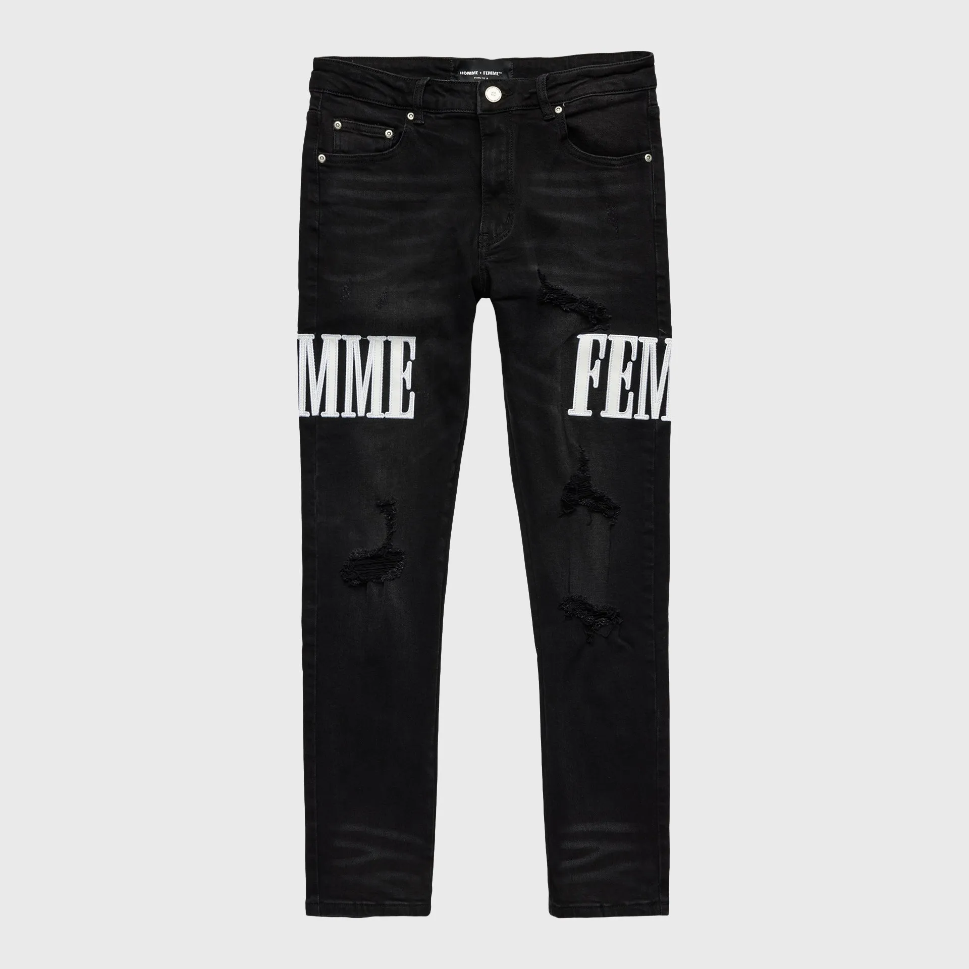 Letterman Denim Black With White Letters