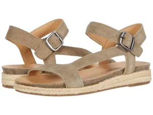 Lucky Brand GABRIEN Suede Espadrille Flat Sandal FOSSILIZED Taupe Platform Wedge