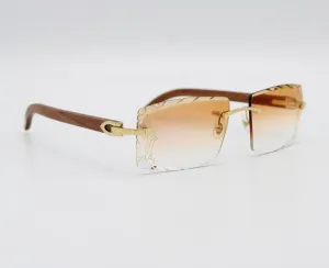 Luxury Cartier Eyewear Brown Lenses Yellow Gold