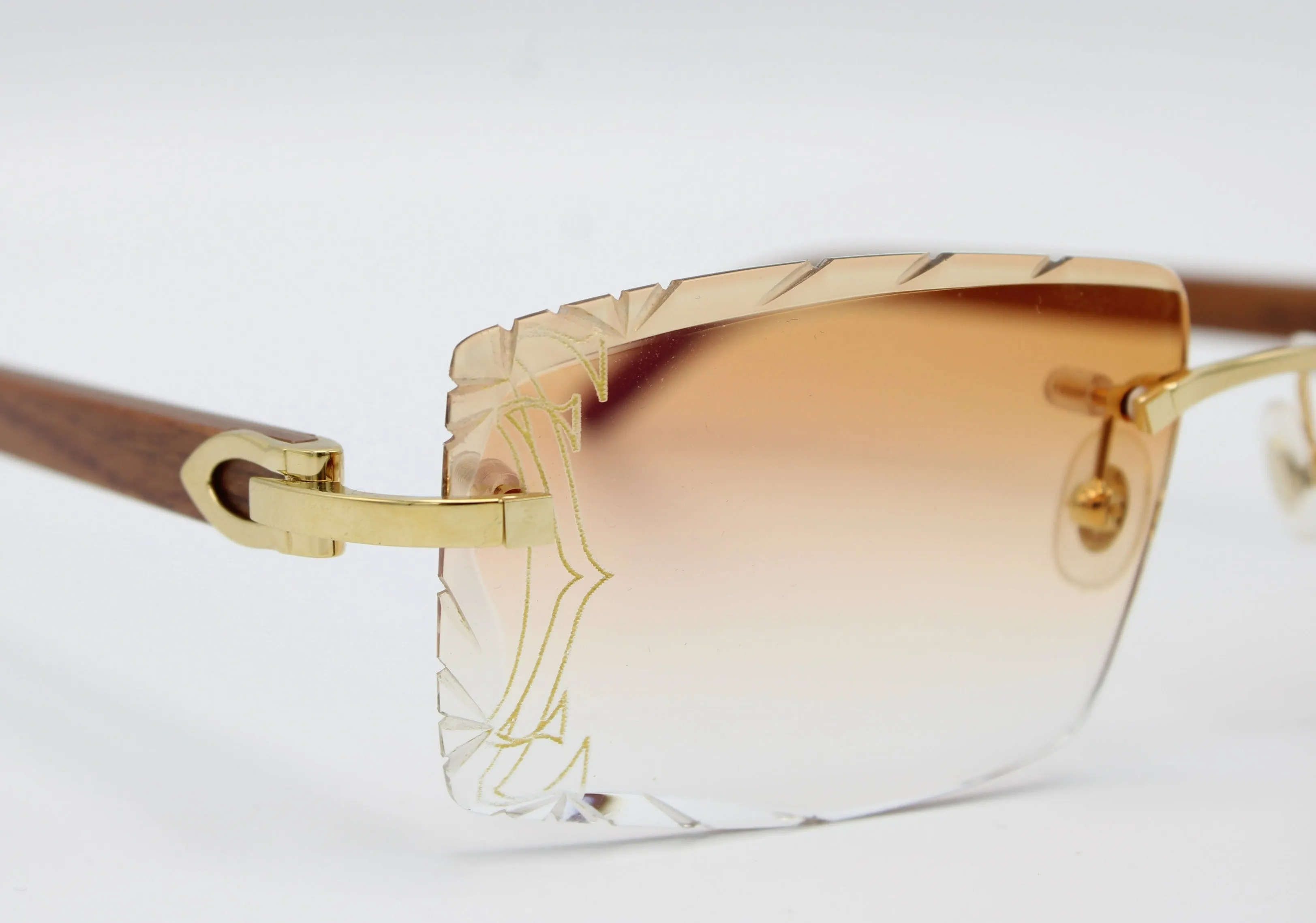 Luxury Cartier Eyewear Brown Lenses Yellow Gold