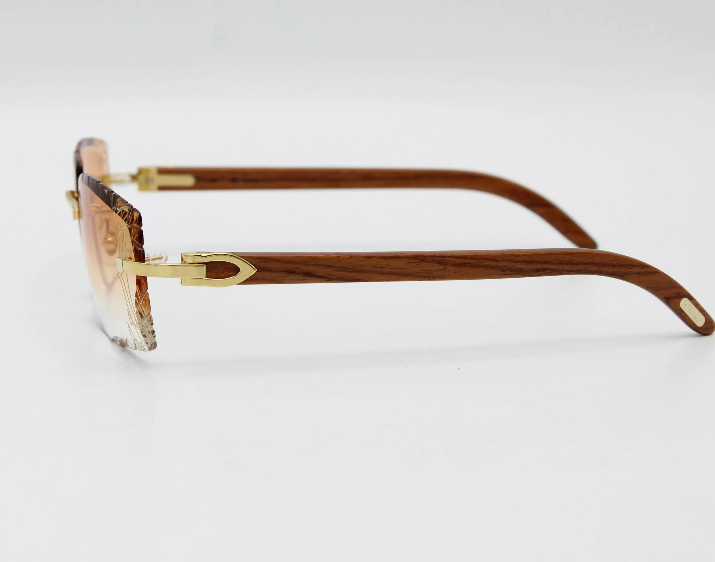 Luxury Cartier Eyewear Brown Lenses Yellow Gold