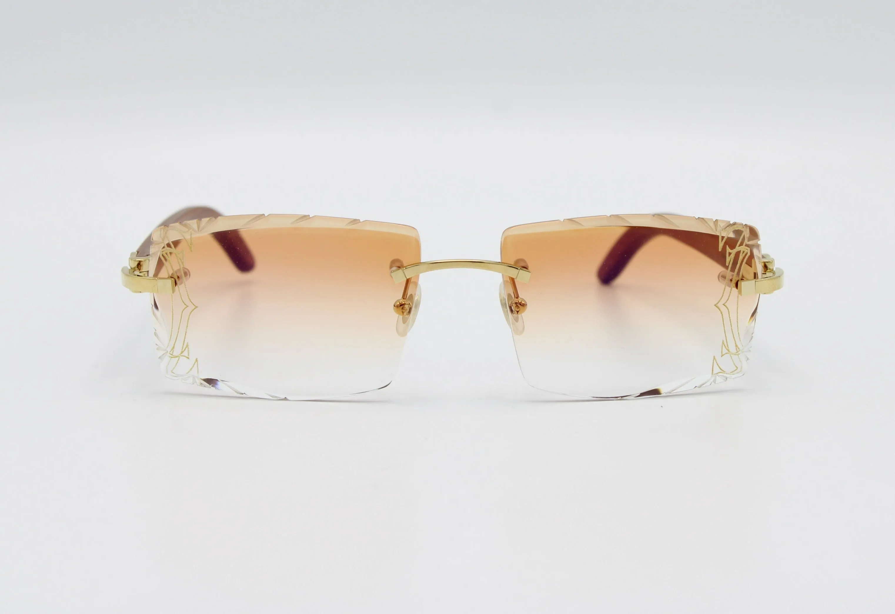 Luxury Cartier Eyewear Brown Lenses Yellow Gold
