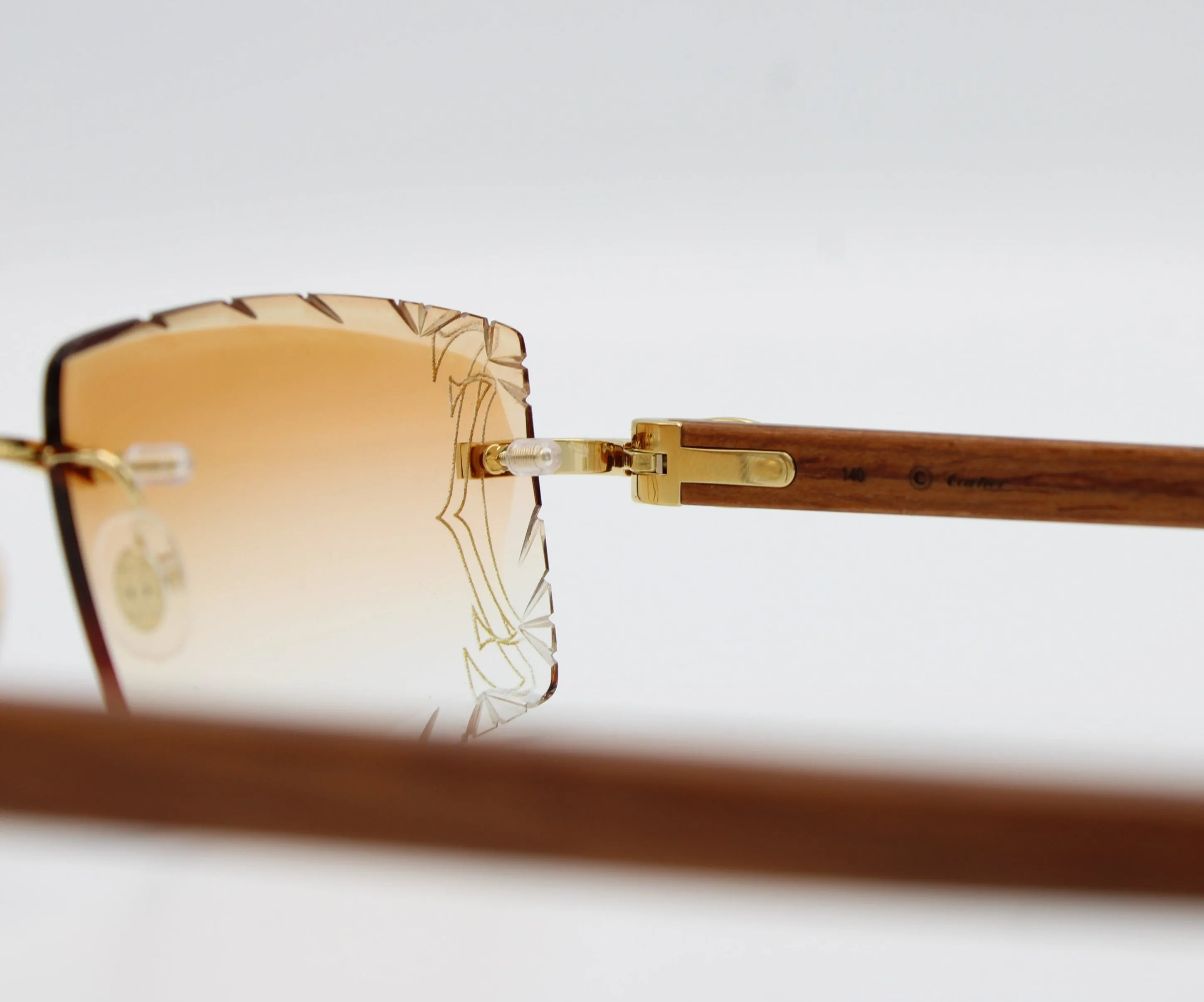 Luxury Cartier Eyewear Brown Lenses Yellow Gold