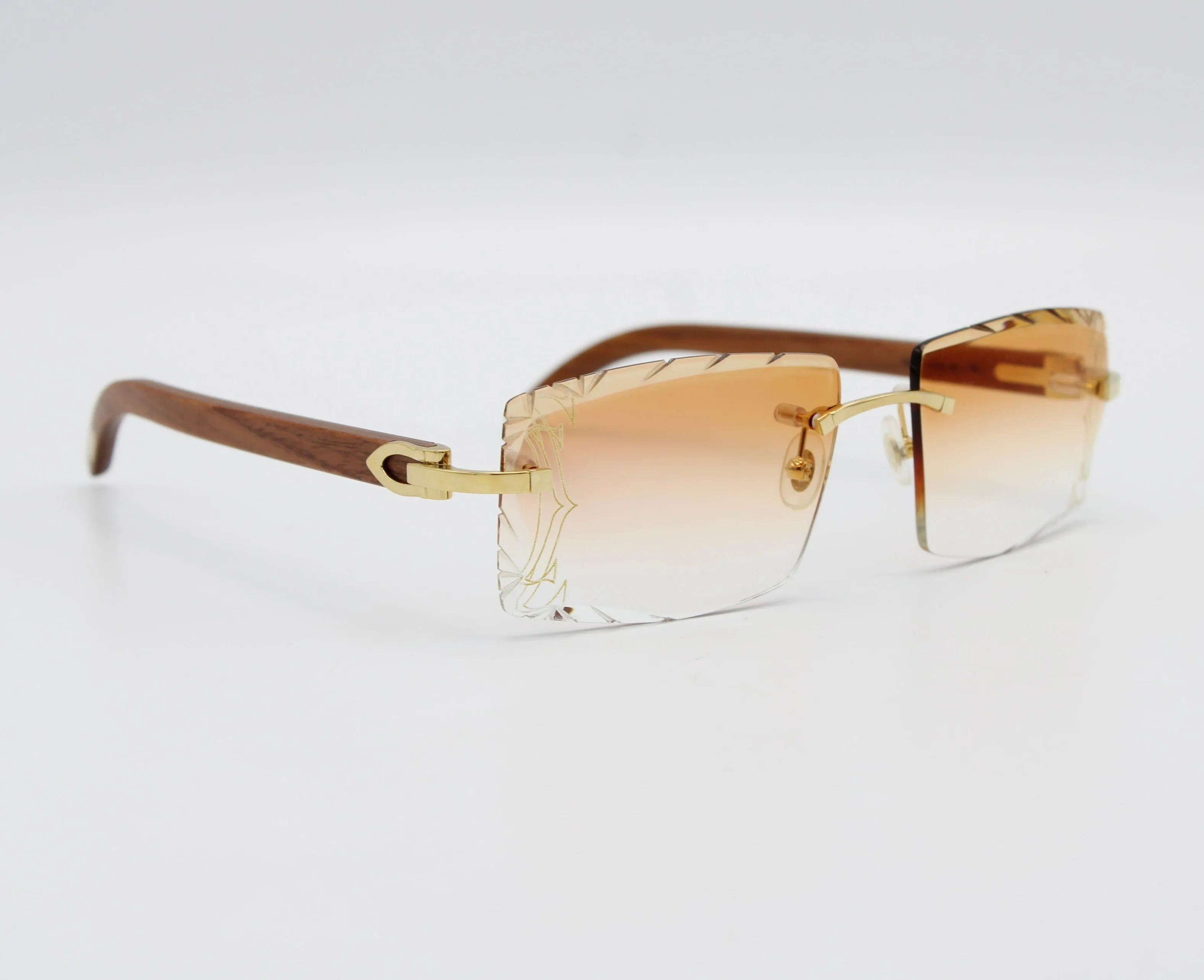 Luxury Cartier Eyewear Brown Lenses Yellow Gold