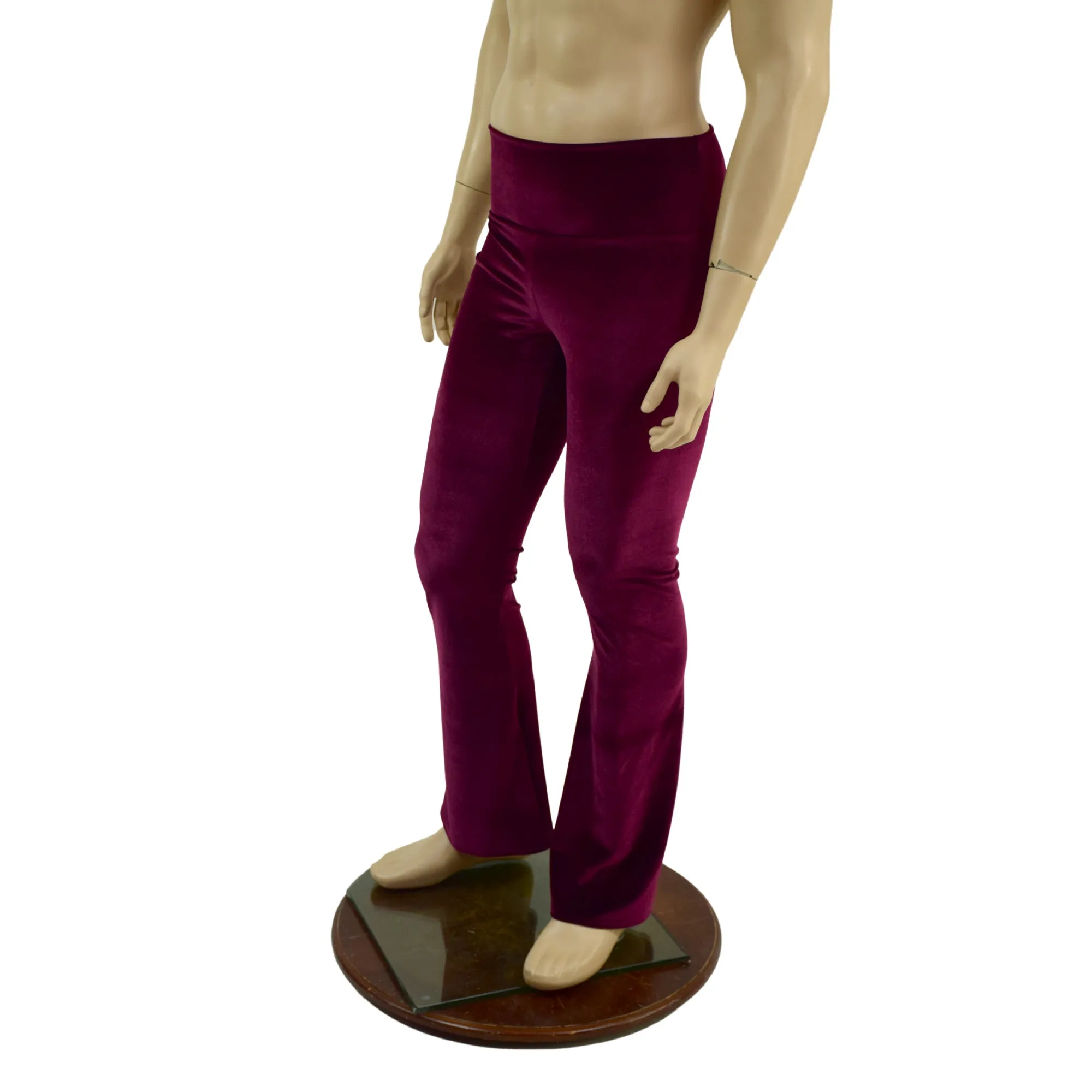 Mens Burgundy Velvet Bootcut Pants