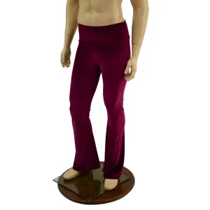 Mens Burgundy Velvet Bootcut Pants