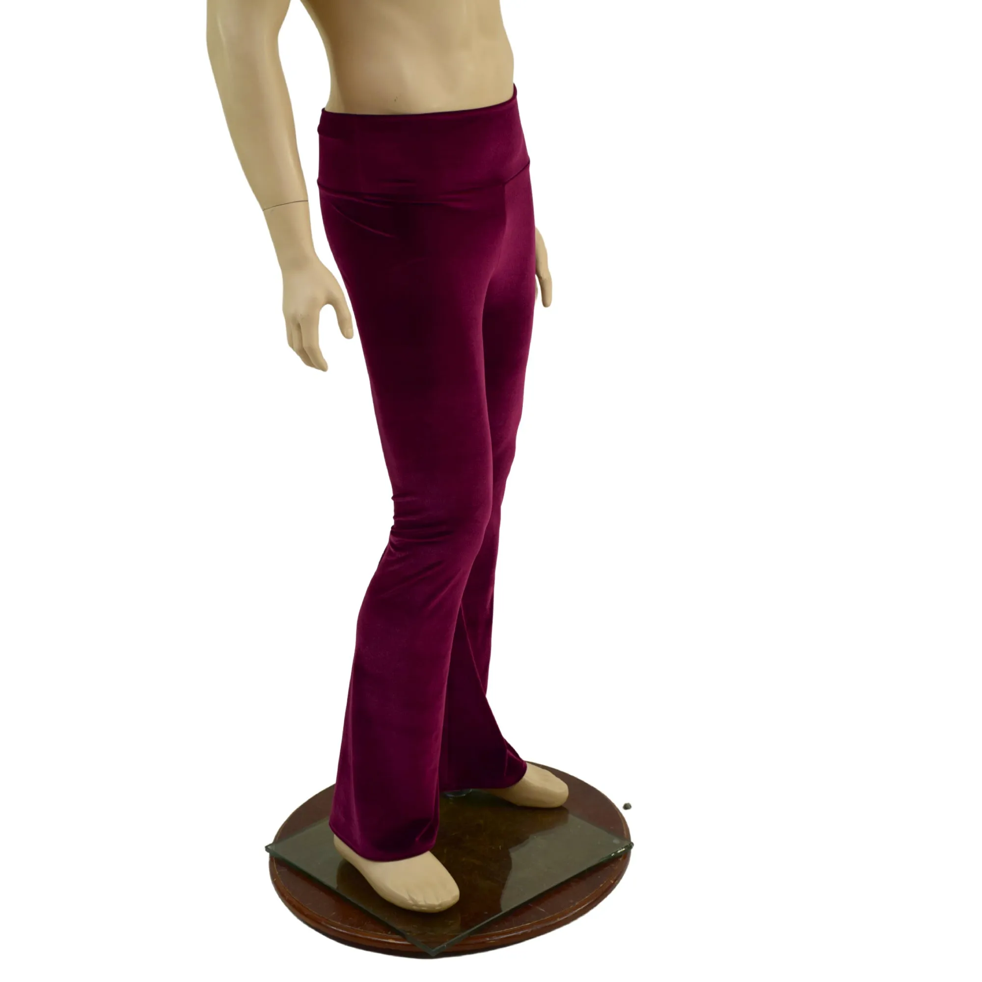 Mens Burgundy Velvet Bootcut Pants