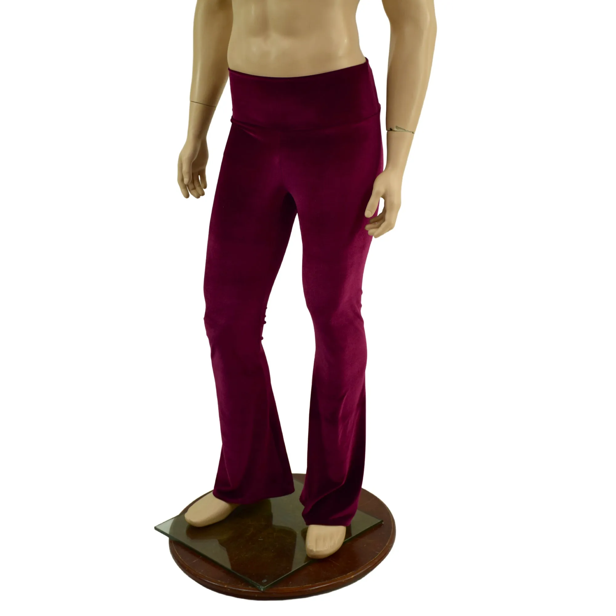 Mens Burgundy Velvet Bootcut Pants