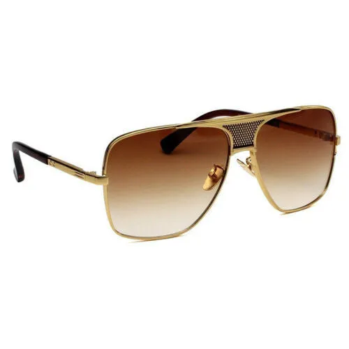 Men's Gold Clear Square Aviator Style Metal Sunglasses