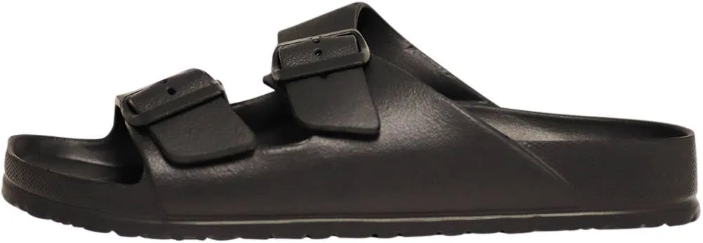 Norty WOMENS 6-11 SLIDE 2 BUCKLE CLOG BLACK