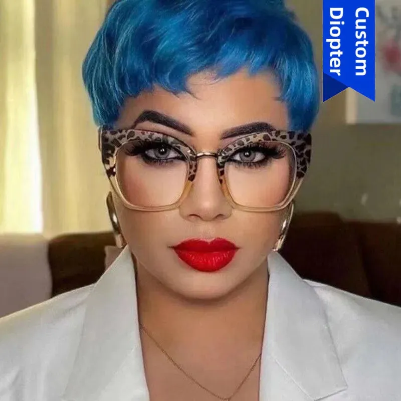 Oversized Acetate Frame Women Optical Clear Corrective Short-sighted Hyperopia Eyewear