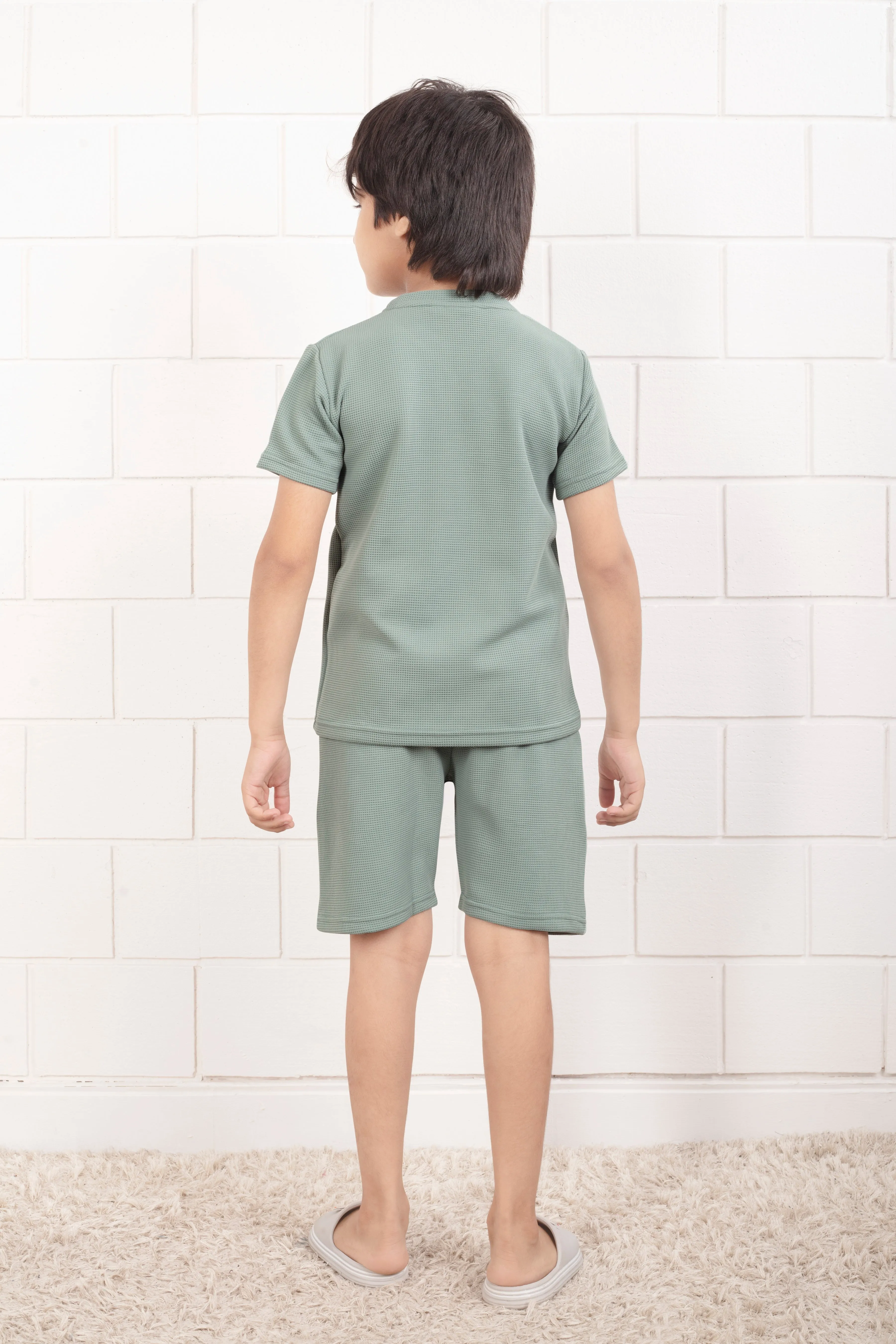 Pure Cotton Waffle Light Green shorts and top set