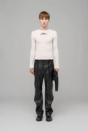 "SINGULAR" LEATHER ZIP TROUSERS
