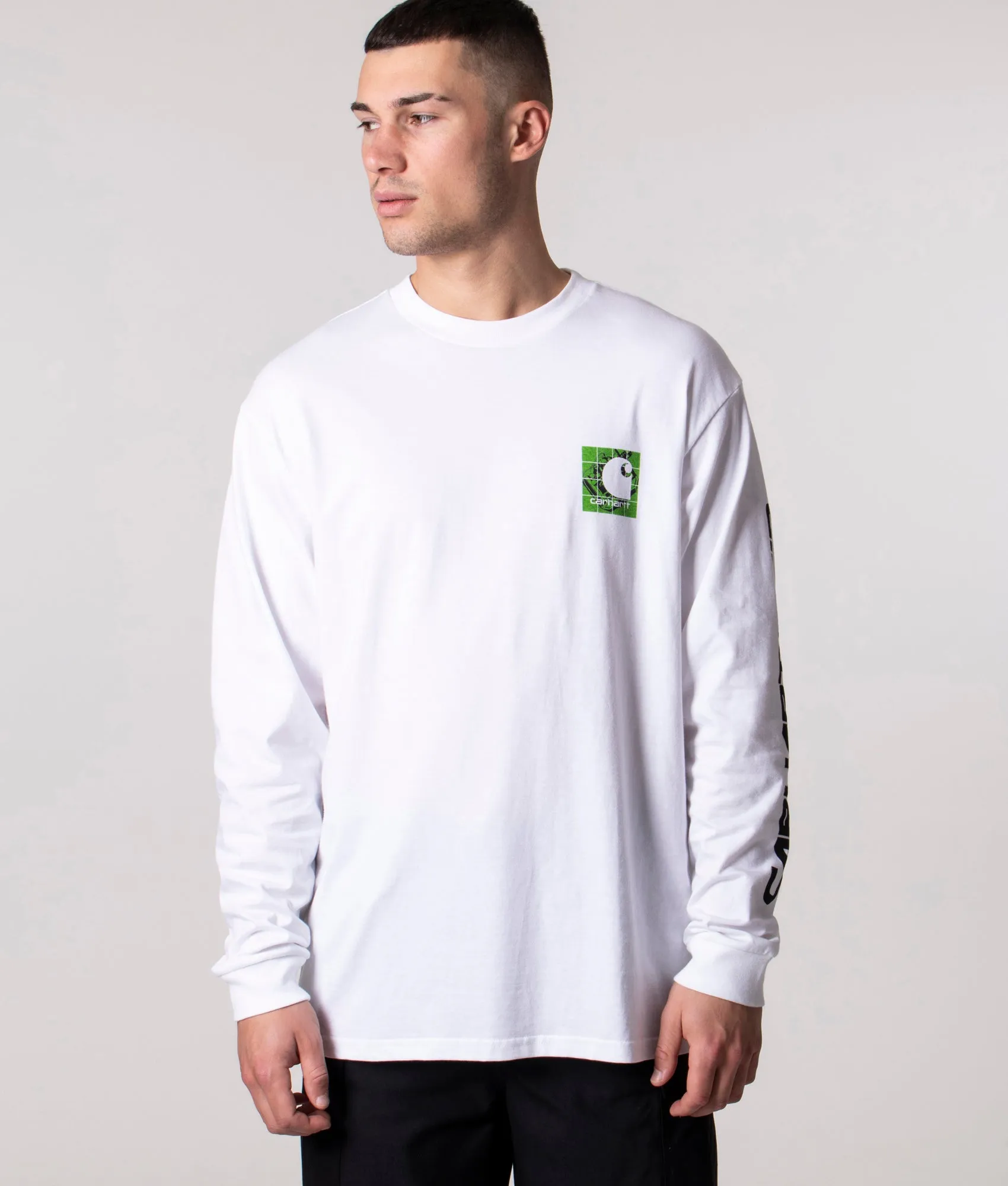 Relaxed Fit Long Sleeved Grid C T-Shirt