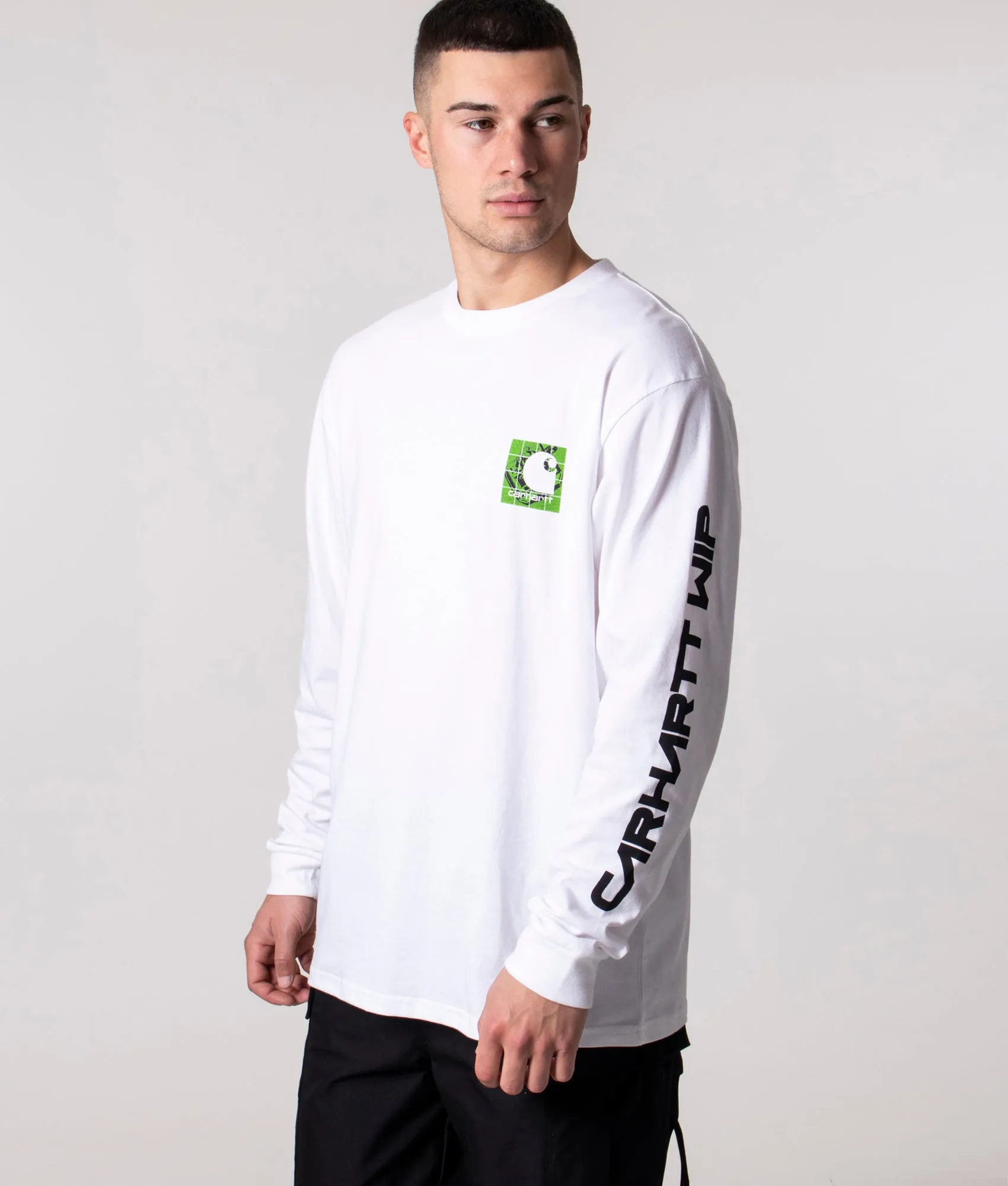 Relaxed Fit Long Sleeved Grid C T-Shirt