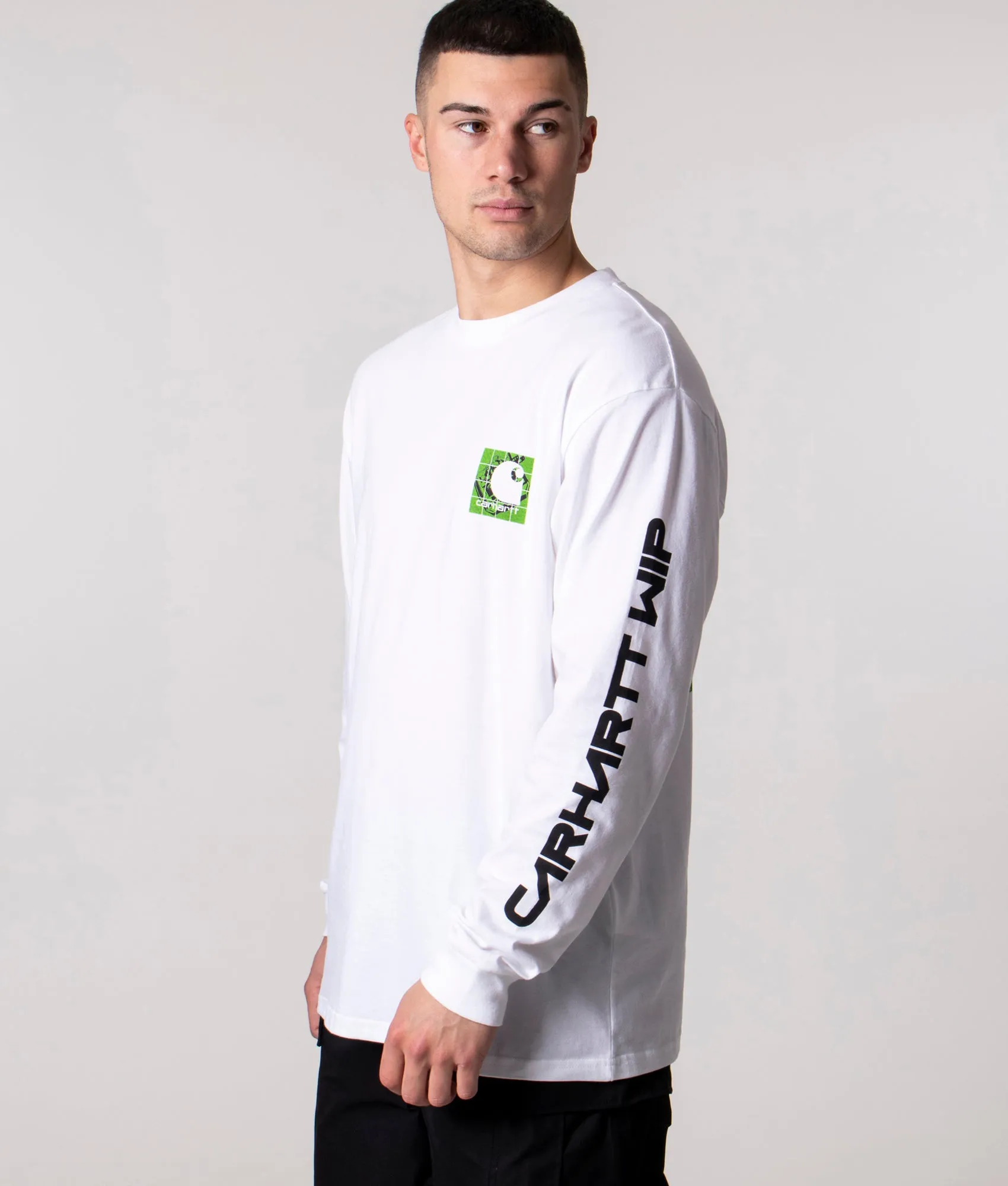 Relaxed Fit Long Sleeved Grid C T-Shirt