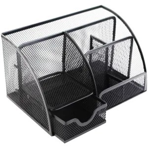 Select Wire Mesh Large Desk Organiser Black