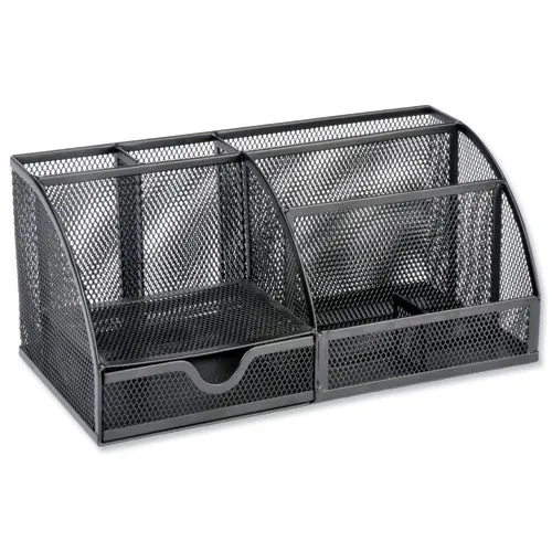 Select Wire Mesh Large Desk Organiser Black