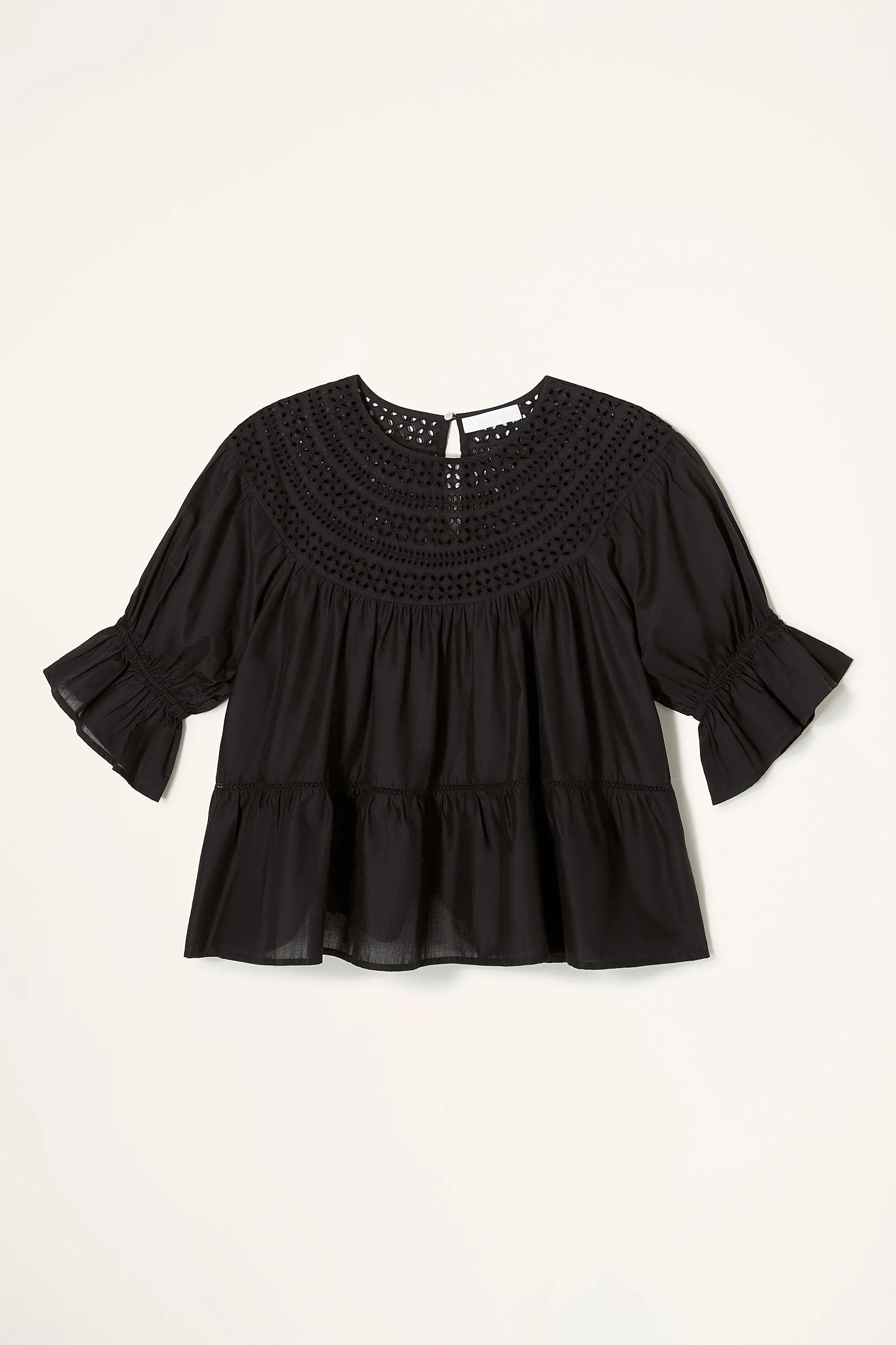 Sol Eyelet Top in Black