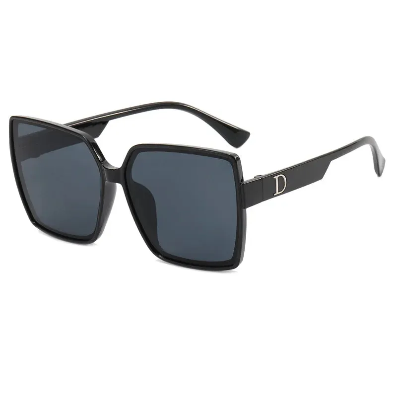 Square Brand Stylish Leisure Frame Outdoor Large Designer Women's Summer Sunglasses