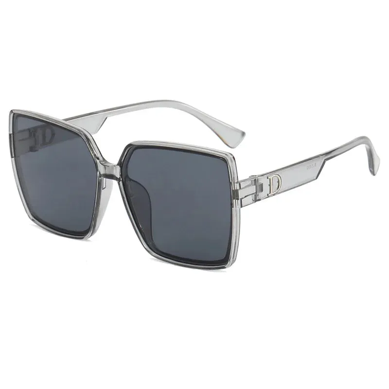 Square Brand Stylish Leisure Frame Outdoor Large Designer Women's Summer Sunglasses