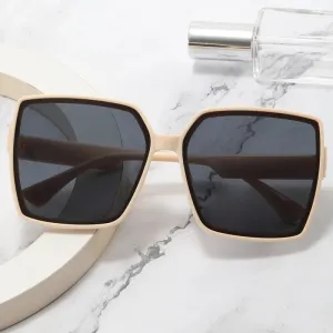Square Brand Stylish Leisure Frame Outdoor Large Designer Women's Summer Sunglasses