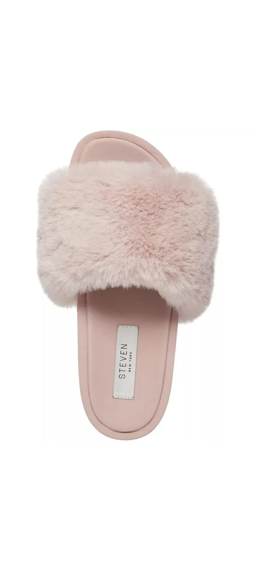 Steve Madden Randela Blush Pink Rounded Open Toe Fur Slip-on Wedge Mule Slides
