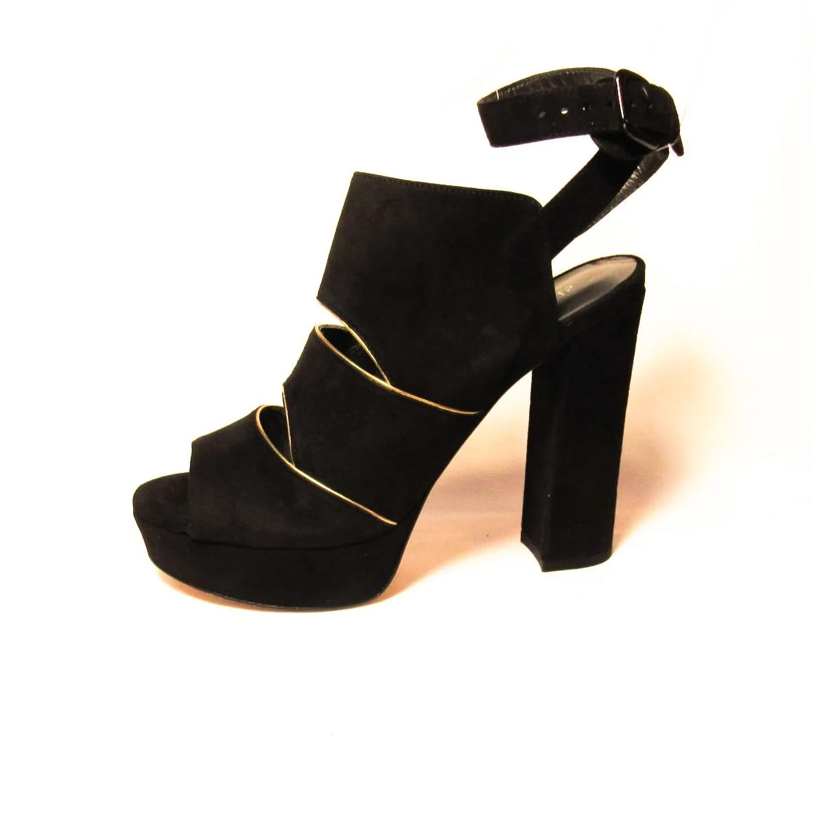 Stuart Weitzman Black Suede Slits Platform In Box Sandals