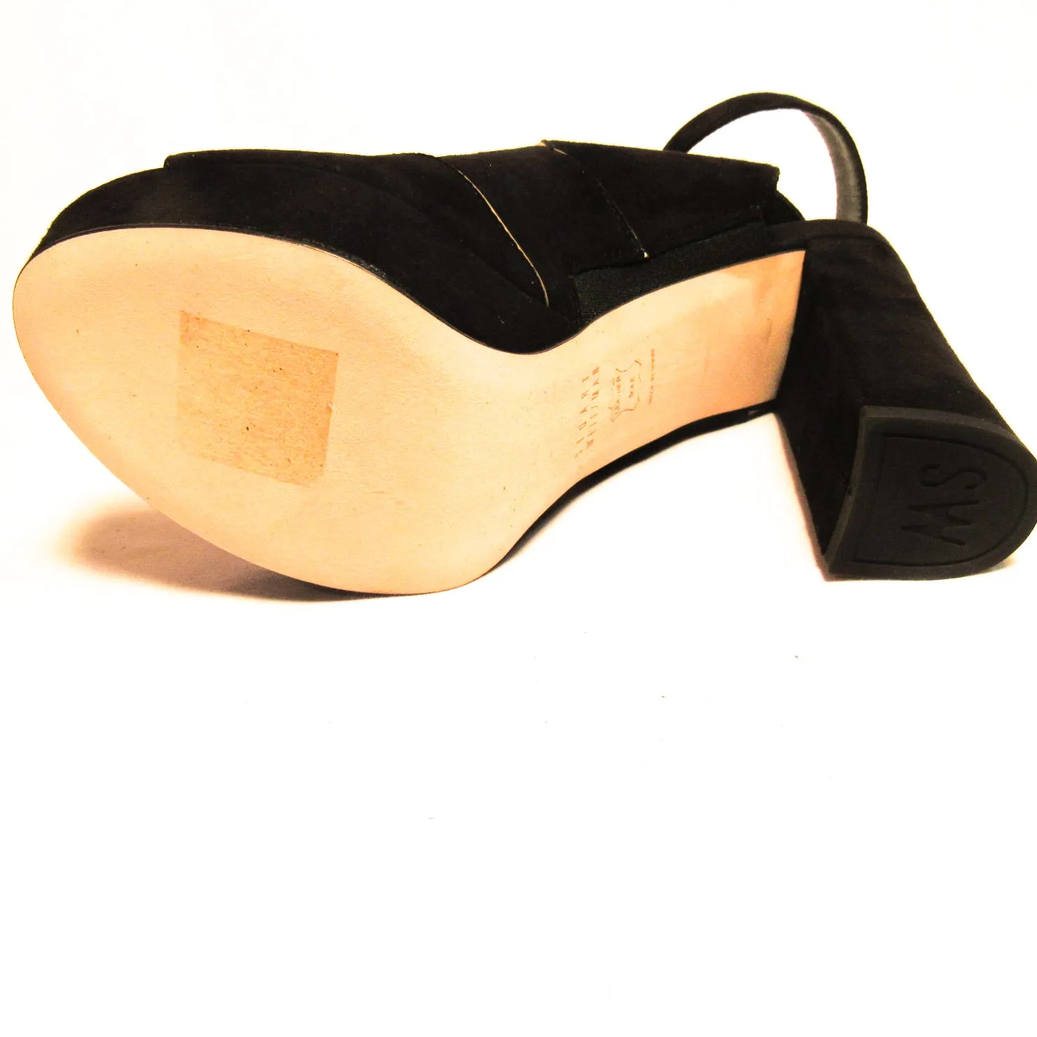 Stuart Weitzman Black Suede Slits Platform In Box Sandals