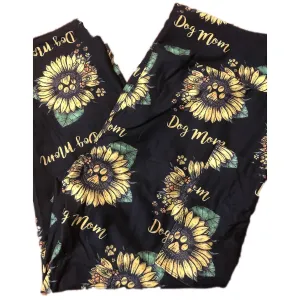 Sunflower Dog Mom Capri Leggings with Pockets- Ready to Ship