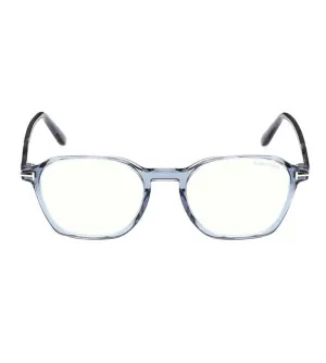 Tom Ford Men's Blue Crystal Rectangular Optical Frame