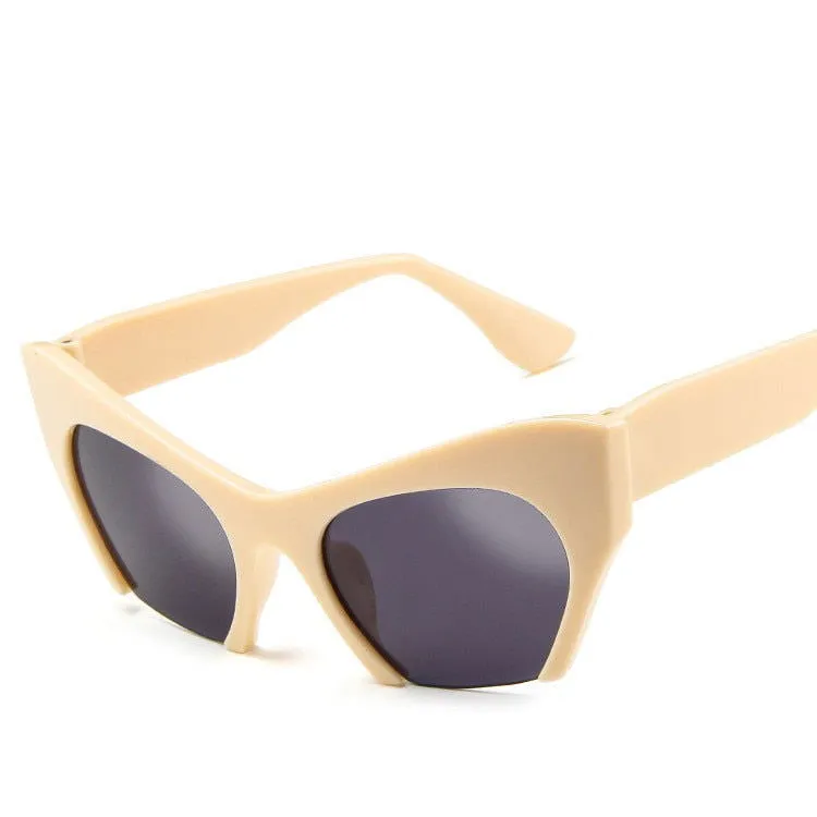 Transparent Half Frame Cat Eye Anti-Reflective Sunglasses