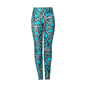 Turquoise High-Waist Snake Skin Leggings For Sale | Animal Print Leggings And Bra