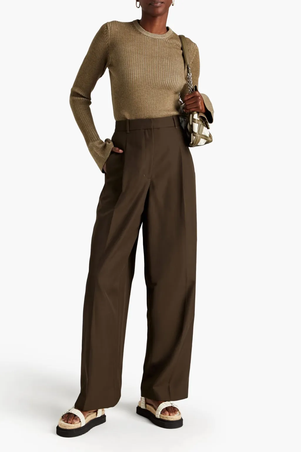 Twill Wide-leg Pants
