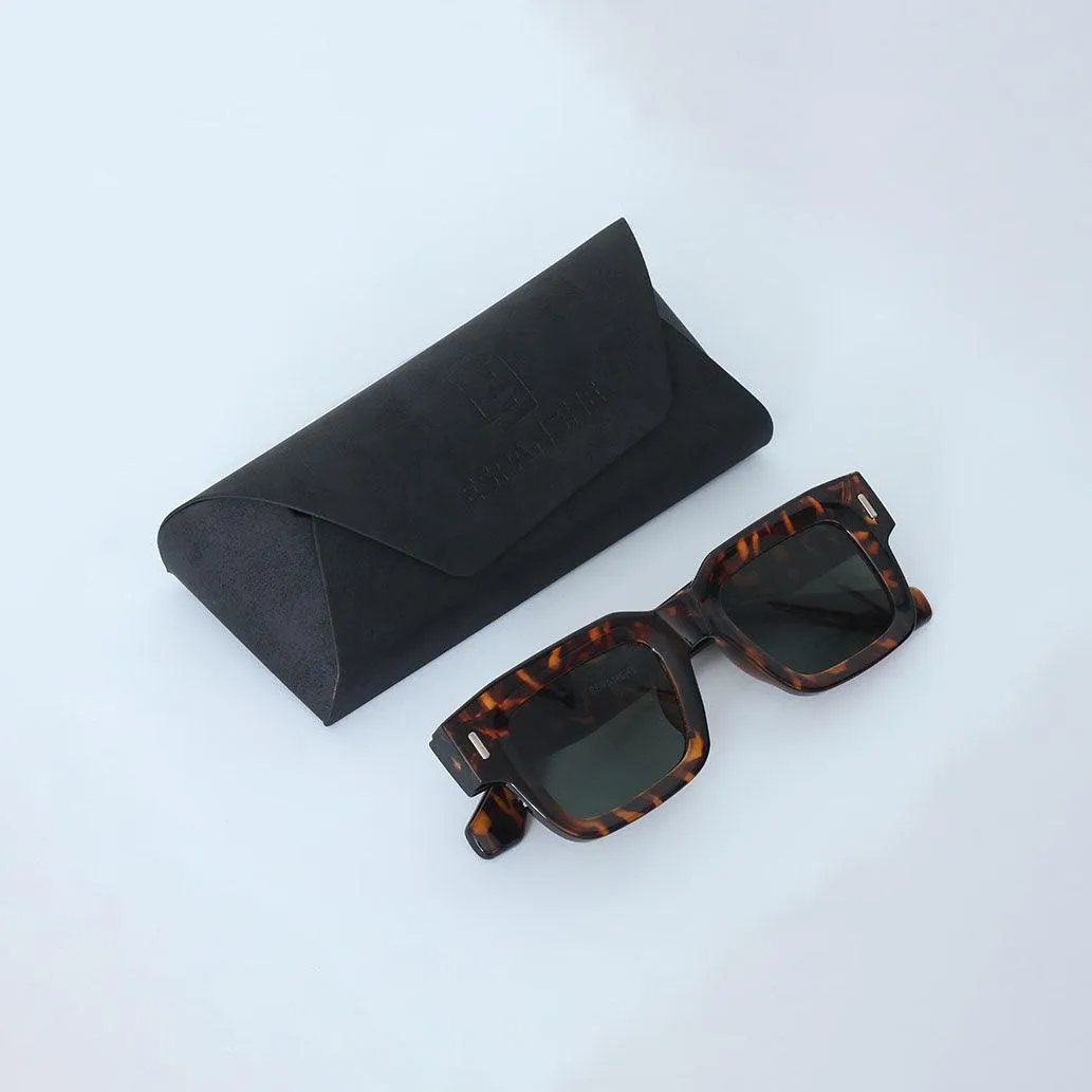 Vague Tinted Square Sunglass Tortoise shell Print - Gold Brown